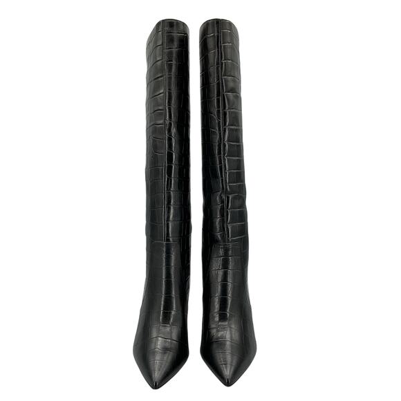 NEW Aldo Women’s Cadigoder Pointed Toe Croc Knee High Boots Black Size 7M - Picture 3 of 10